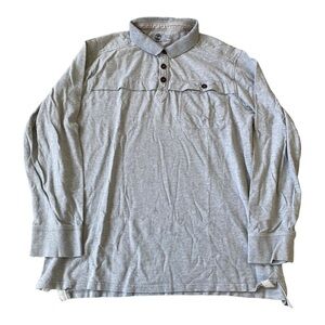 Timberland Grey collared Henley long sleeve shirt